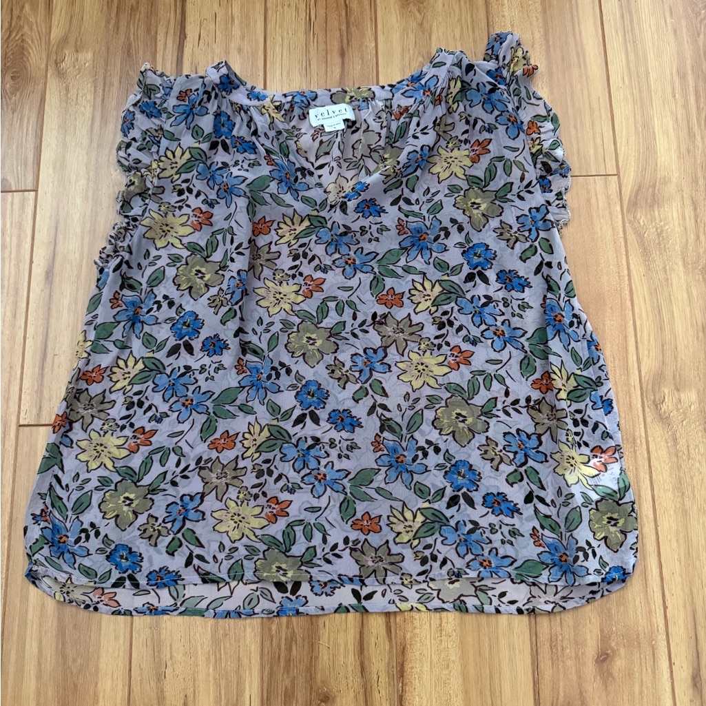 Velvet By Graham & Spencer Floral Sheer Blouse Small
